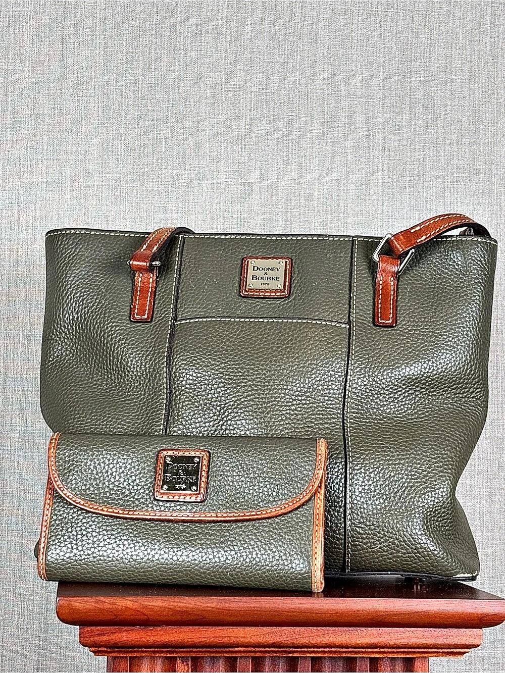 Dooney & Bourke Pebble Grain Small Lexington Tote Green & Brown